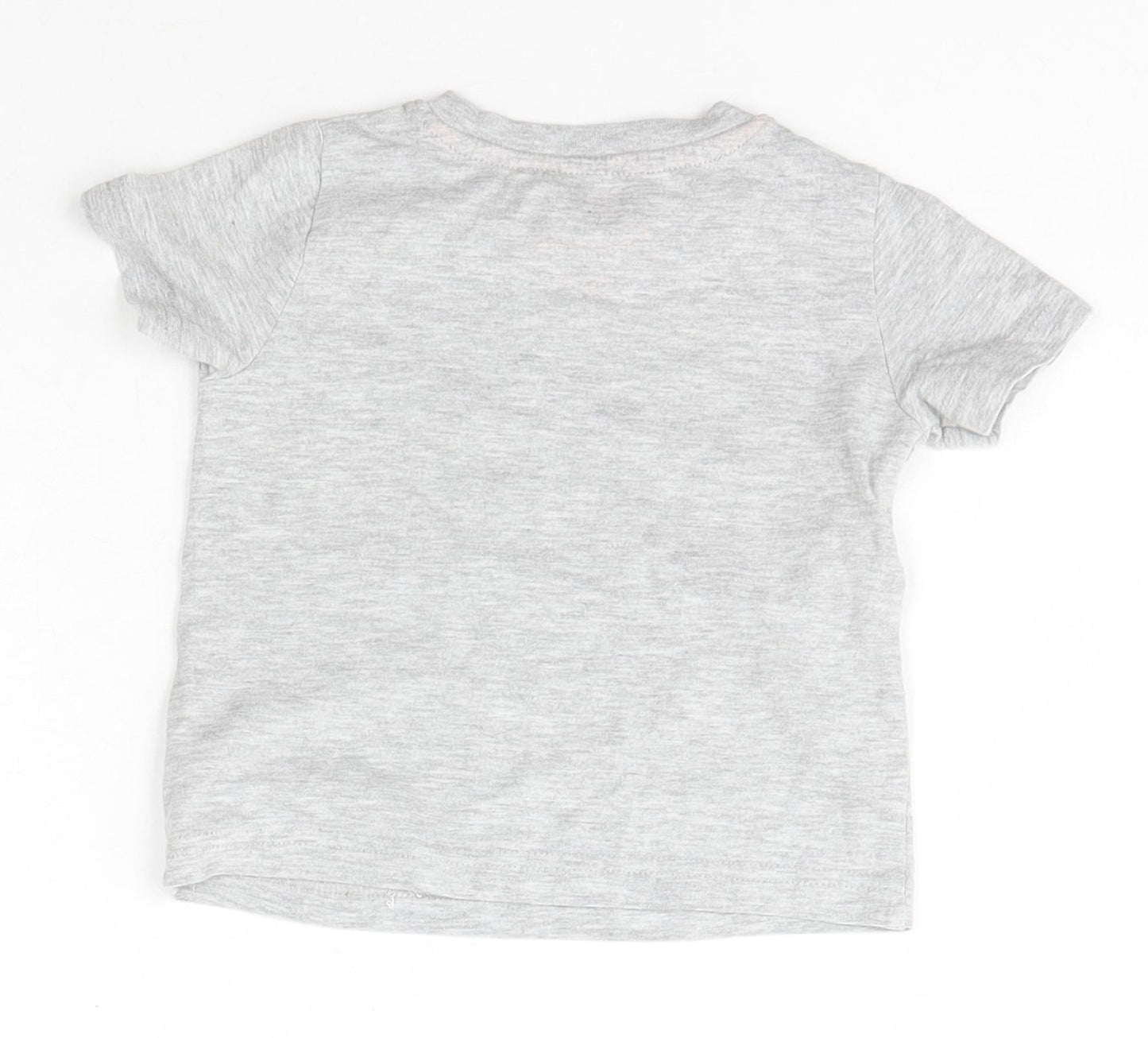 Mothercare Baby Grey  Cotton Basic T-Shirt Size 9-12 Months Crew Neck Pullover