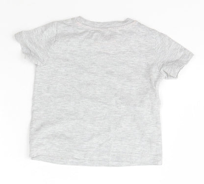 Mothercare Baby Grey  Cotton Basic T-Shirt Size 9-12 Months Crew Neck Pullover