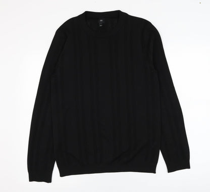 River Island Mens Black Round Neck  Polyester Pullover Jumper Size L