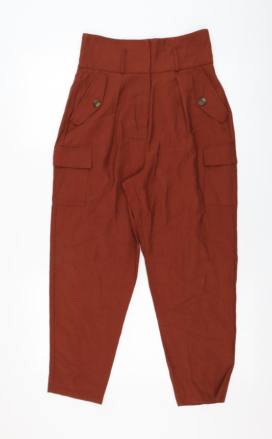Womens UK Size 8 ASOS Regular Fit Cropped Brown Trousers