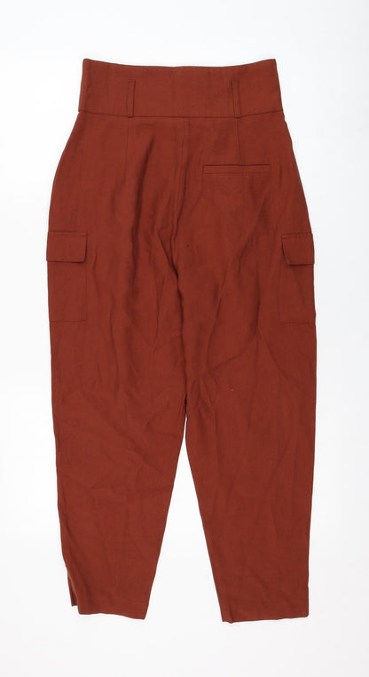 Womens UK Size 8 ASOS Regular Fit Cropped Brown Trousers