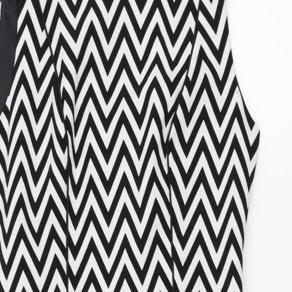 H&M Womens White Striped Polyester Pencil Dress  Size 10  Round Neck Button