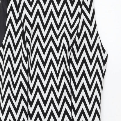 H&M Womens White Striped Polyester Pencil Dress  Size 10  Round Neck Button