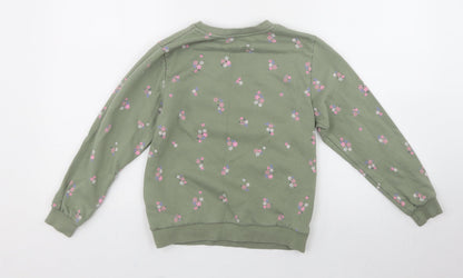 H&M Girls Green Floral Cotton Pullover Sweatshirt    - Paris