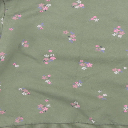 H&M Girls Green Floral Cotton Pullover Sweatshirt    - Paris
