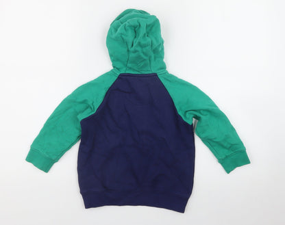 Little Light House Boys Blue  100% Cotton Henley Hoodie    - Tractor