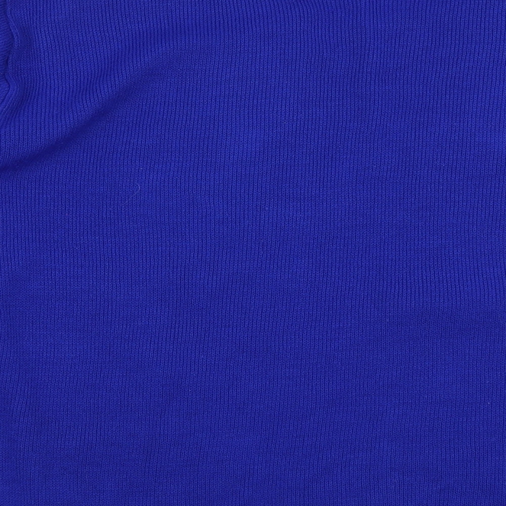 Envy Womens Blue Round Neck Geometric Polyester Cardigan Jumper Size XL