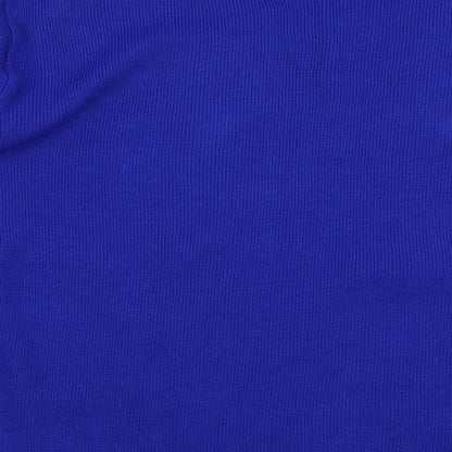 Envy Womens Blue Round Neck Geometric Polyester Cardigan Jumper Size XL