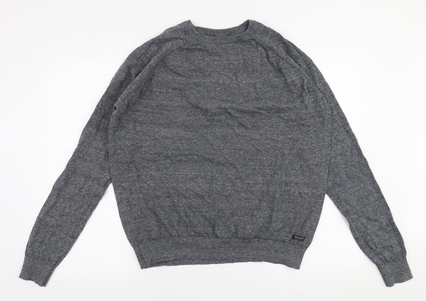 Threadbare Mens Grey Round Neck  Cotton Pullover Jumper Size XL