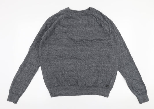 Threadbare Mens Grey Round Neck  Cotton Pullover Jumper Size XL