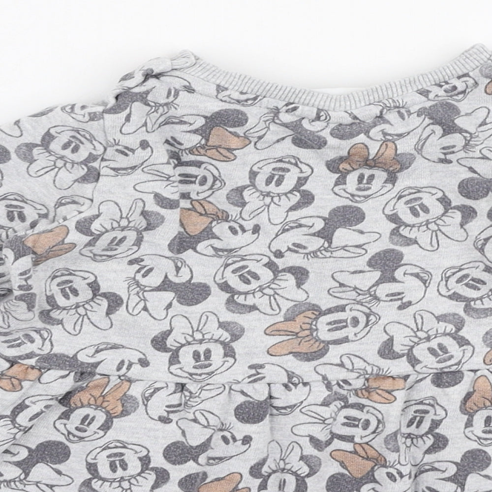 George Girls Grey  Cotton Skater Dress  Size 18-24 Months  Round Neck Snap - Disney Minnie mouse
