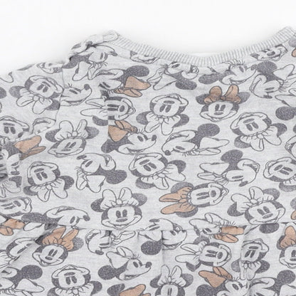 George Girls Grey  Cotton Skater Dress  Size 18-24 Months  Round Neck Snap - Disney Minnie mouse
