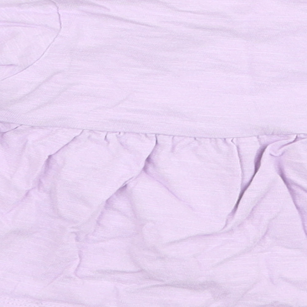 Marks and Spencer Girls Purple  100% Cotton Jersey T-Shirt Size 0-3 Months Round Neck Button - Stars
