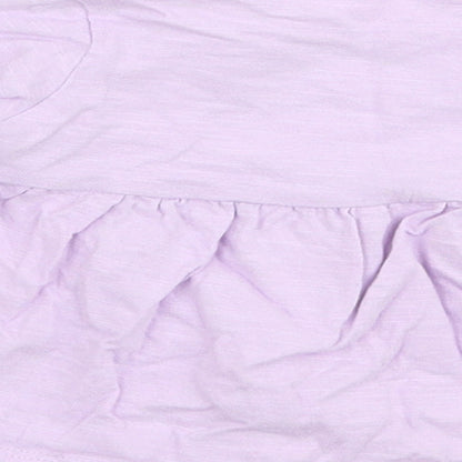 Marks and Spencer Girls Purple  100% Cotton Jersey T-Shirt Size 0-3 Months Round Neck Button - Stars
