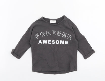NEXT Girls Grey  Cotton Jersey T-Shirt Size 0-3 Months Round Neck Snap - Forever awesome