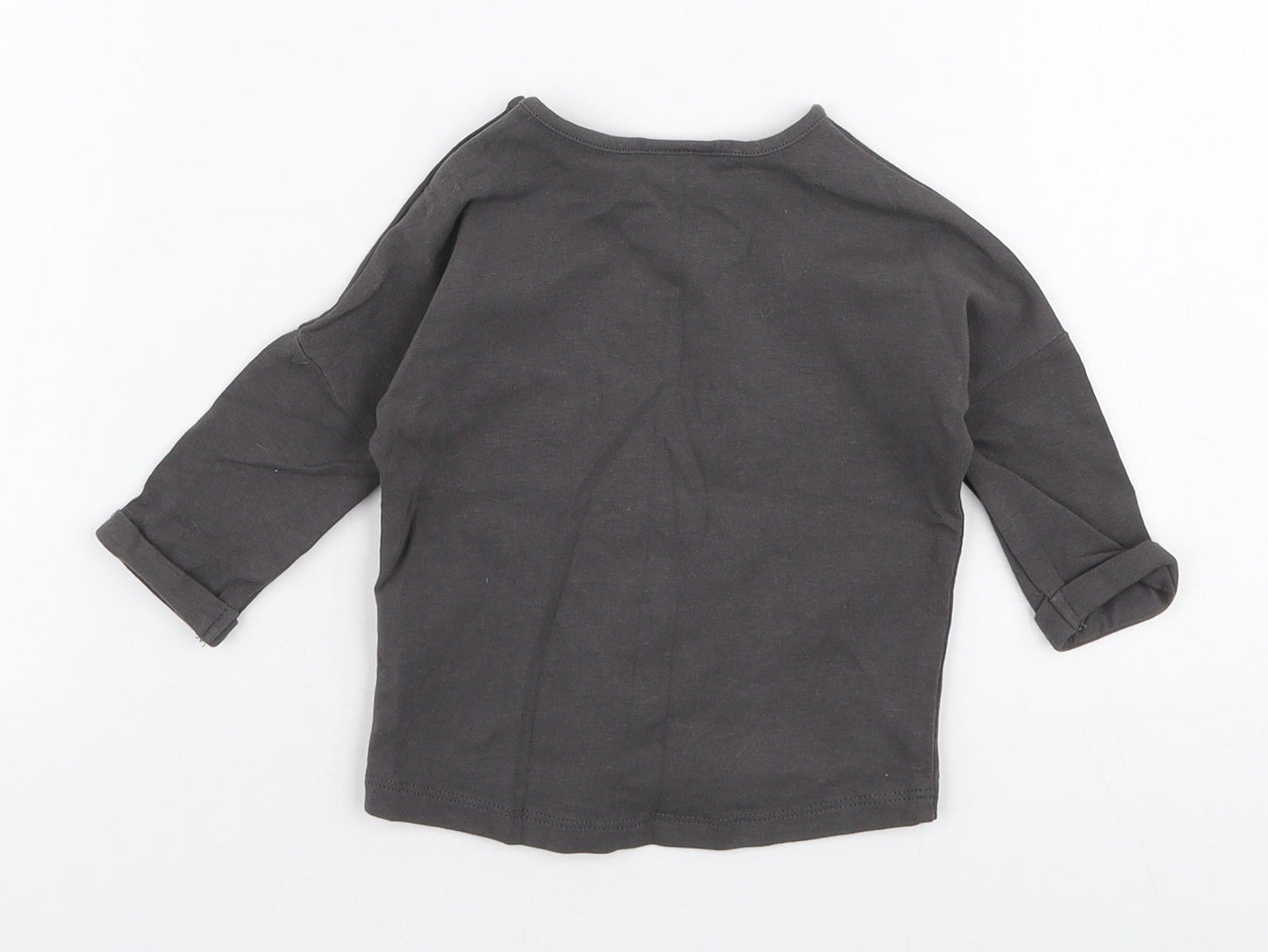 NEXT Girls Grey  Cotton Jersey T-Shirt Size 0-3 Months Round Neck Snap - Forever awesome