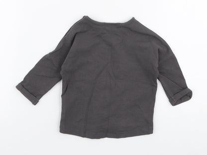 NEXT Girls Grey  Cotton Jersey T-Shirt Size 0-3 Months Round Neck Snap - Forever awesome
