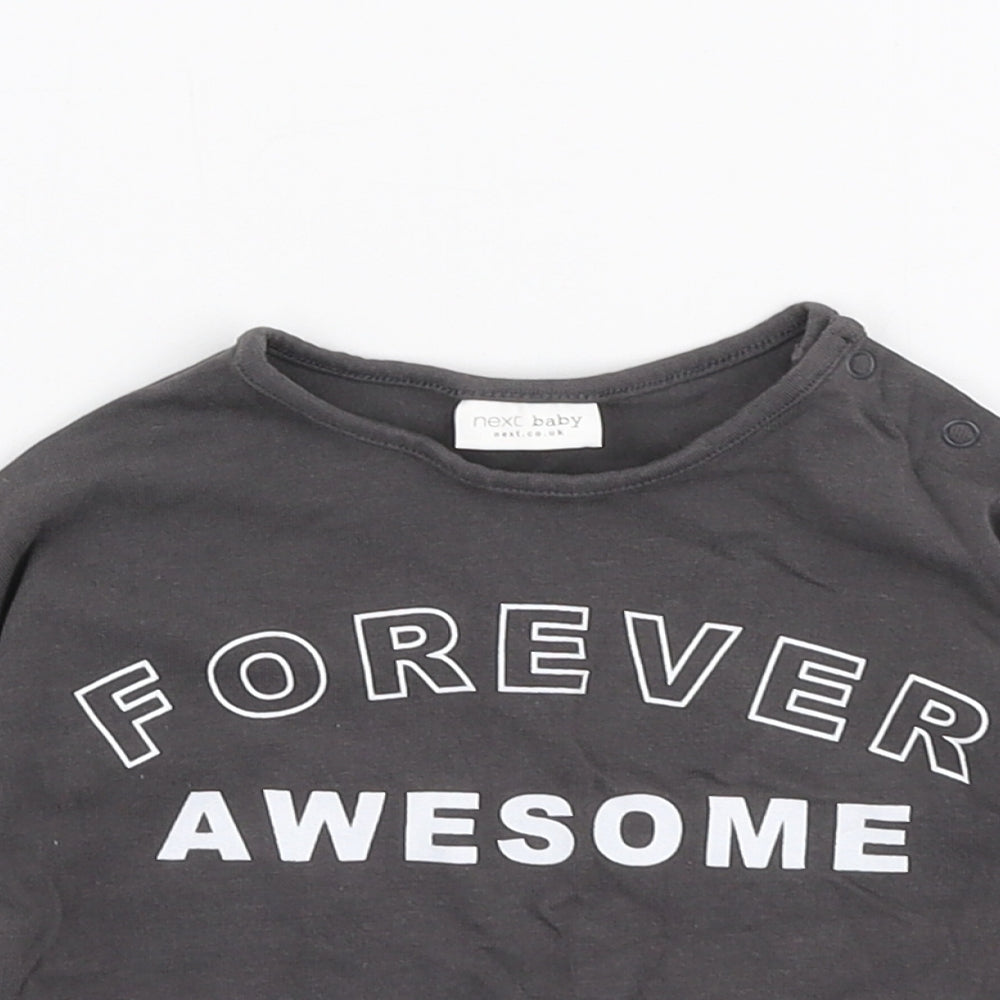 NEXT Girls Grey  Cotton Jersey T-Shirt Size 0-3 Months Round Neck Snap - Forever awesome
