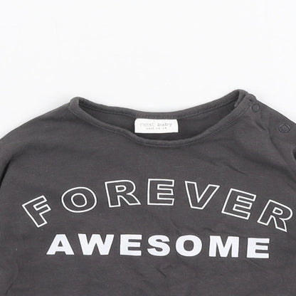 NEXT Girls Grey  Cotton Jersey T-Shirt Size 0-3 Months Round Neck Snap - Forever awesome