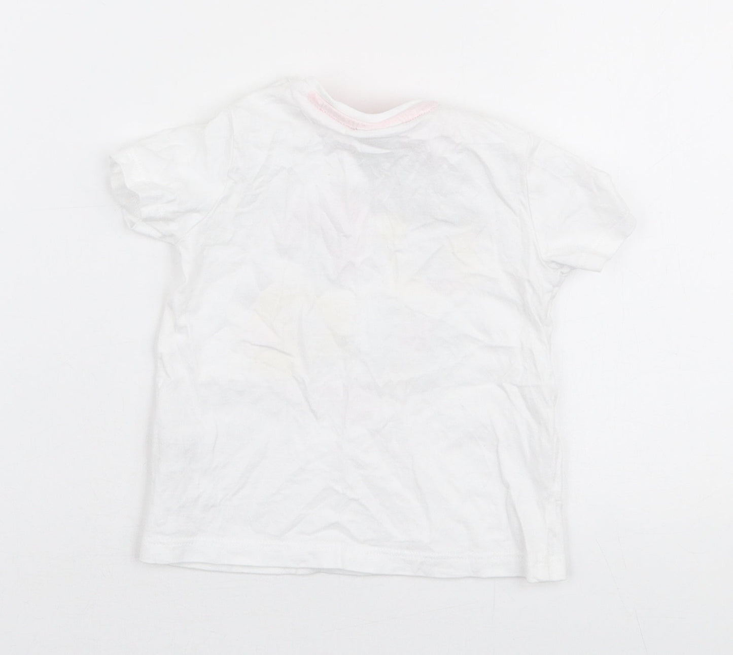 F&F Girls White  Cotton Jersey T-Shirt Size 6-9 Months Round Neck Snap - Disney
