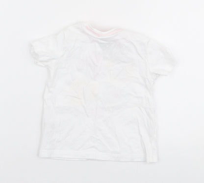 F&F Girls White  Cotton Jersey T-Shirt Size 6-9 Months Round Neck Snap - Disney
