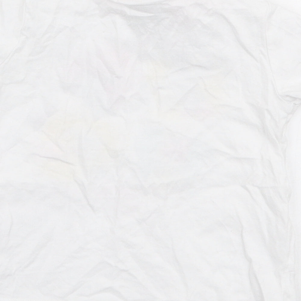 F&F Girls White  Cotton Jersey T-Shirt Size 6-9 Months Round Neck Snap - Disney