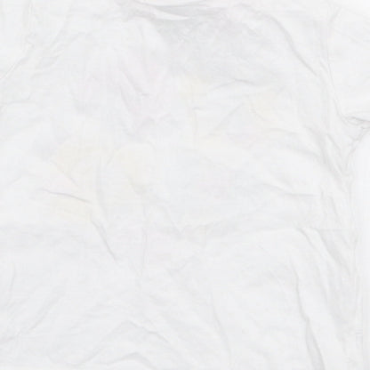 F&F Girls White  Cotton Jersey T-Shirt Size 6-9 Months Round Neck Snap - Disney