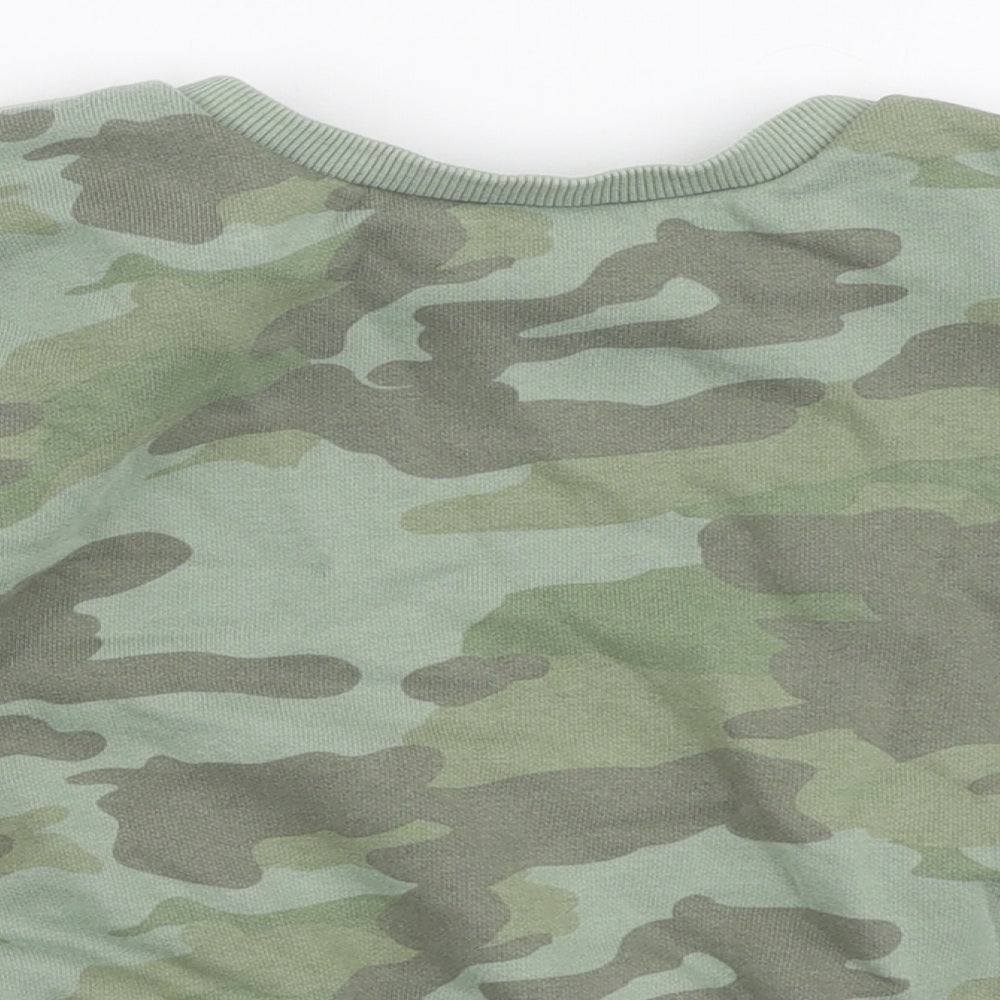 Marks and Spencer Girls Green Camouflage Cotton Pullover Sweatshirt Size 6-7 Years  Pullover