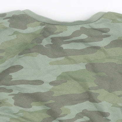 Marks and Spencer Girls Green Camouflage Cotton Pullover Sweatshirt Size 6-7 Years  Pullover
