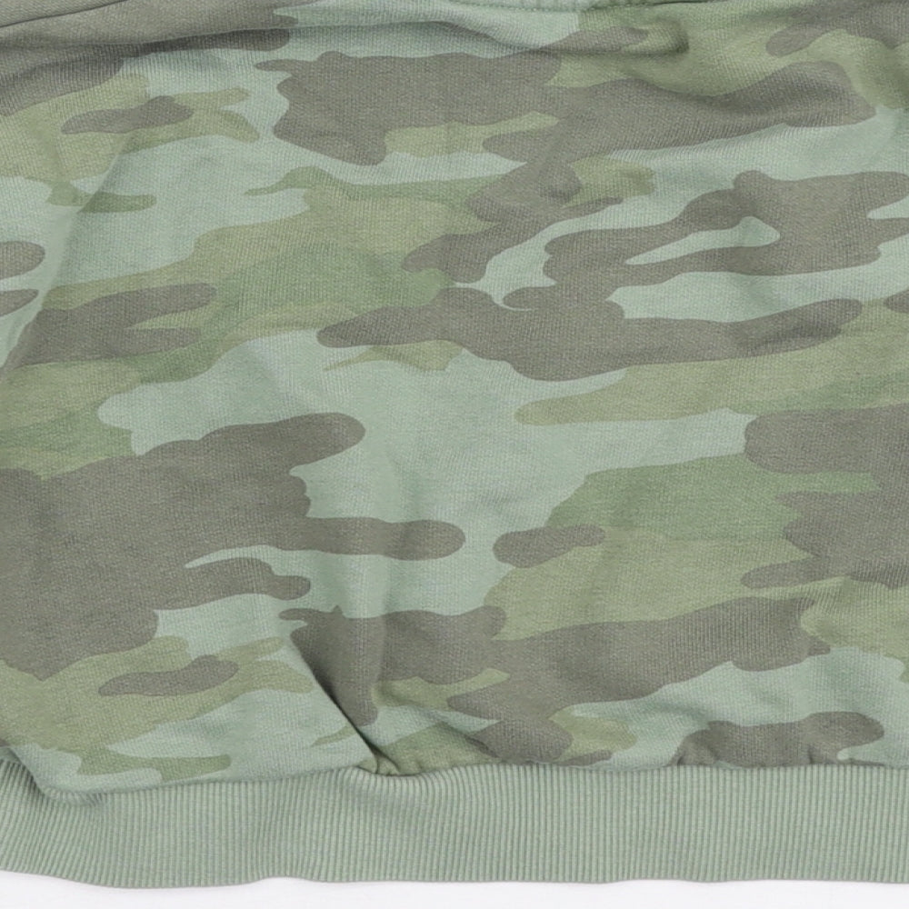 Marks and Spencer Girls Green Camouflage Cotton Pullover Sweatshirt Size 6-7 Years  Pullover