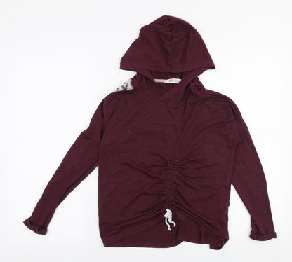 H&M Girls Red  Viscose Pullover Hoodie Size 11-12 Years  Pullover