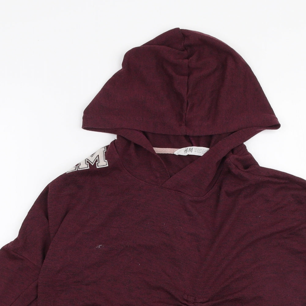 H&M Girls Red  Viscose Pullover Hoodie Size 11-12 Years  Pullover