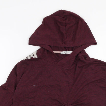 H&M Girls Red  Viscose Pullover Hoodie Size 11-12 Years  Pullover