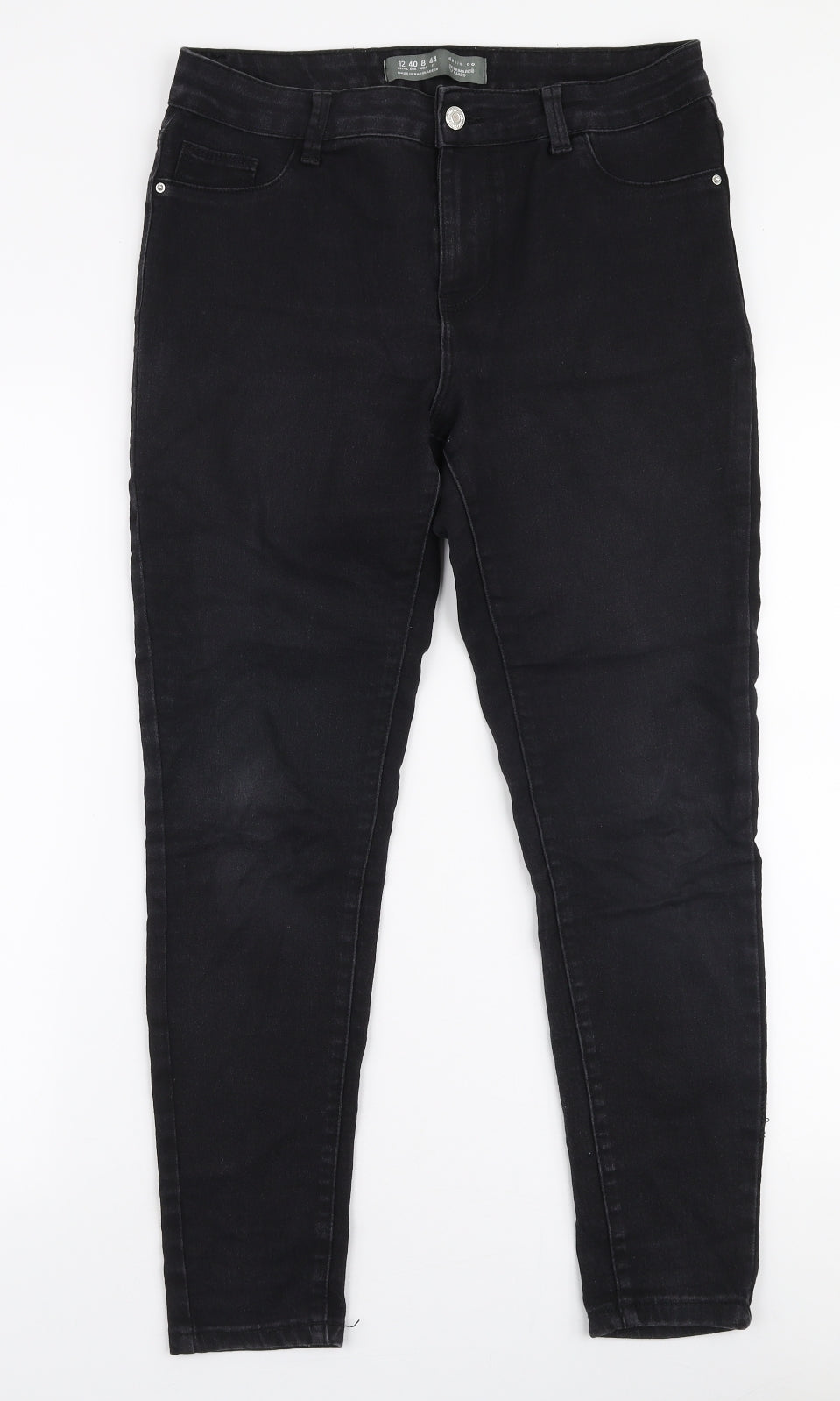 Denim Co Womens Black  Cotton Skinny Jeans Size 12 L27 in Slim Zip