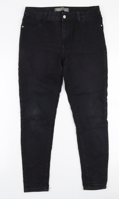 Denim Co Womens Black  Cotton Skinny Jeans Size 12 L27 in Slim Zip