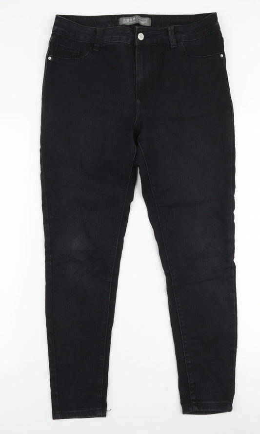 Denim Co Womens Black  Cotton Skinny Jeans Size 12 L27 in Slim Zip