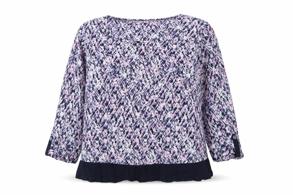 Dash Womens Purple Scoop Neck Geometric Cotton Pullover Jumper Size 16