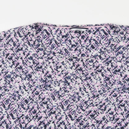 DASH Womens Purple Scoop Neck Geometric Cotton Pullover Jumper Size 16