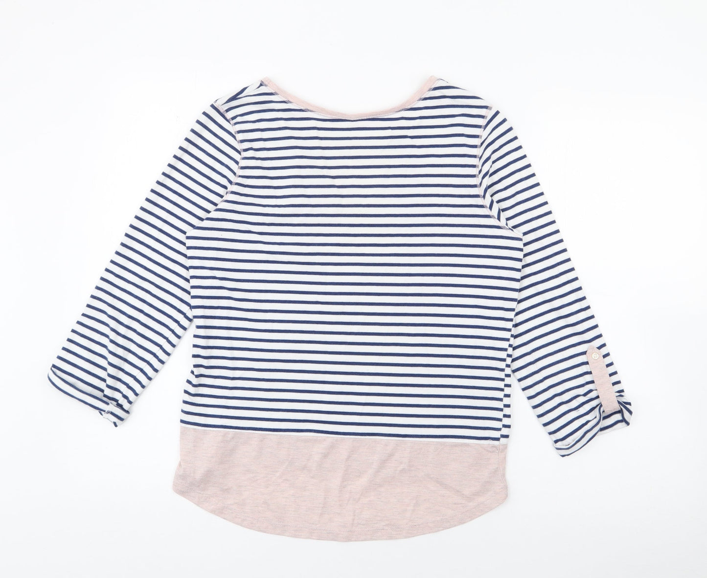 George Womens Blue Boat Neck Striped Cotton Pullover Jumper Size 8