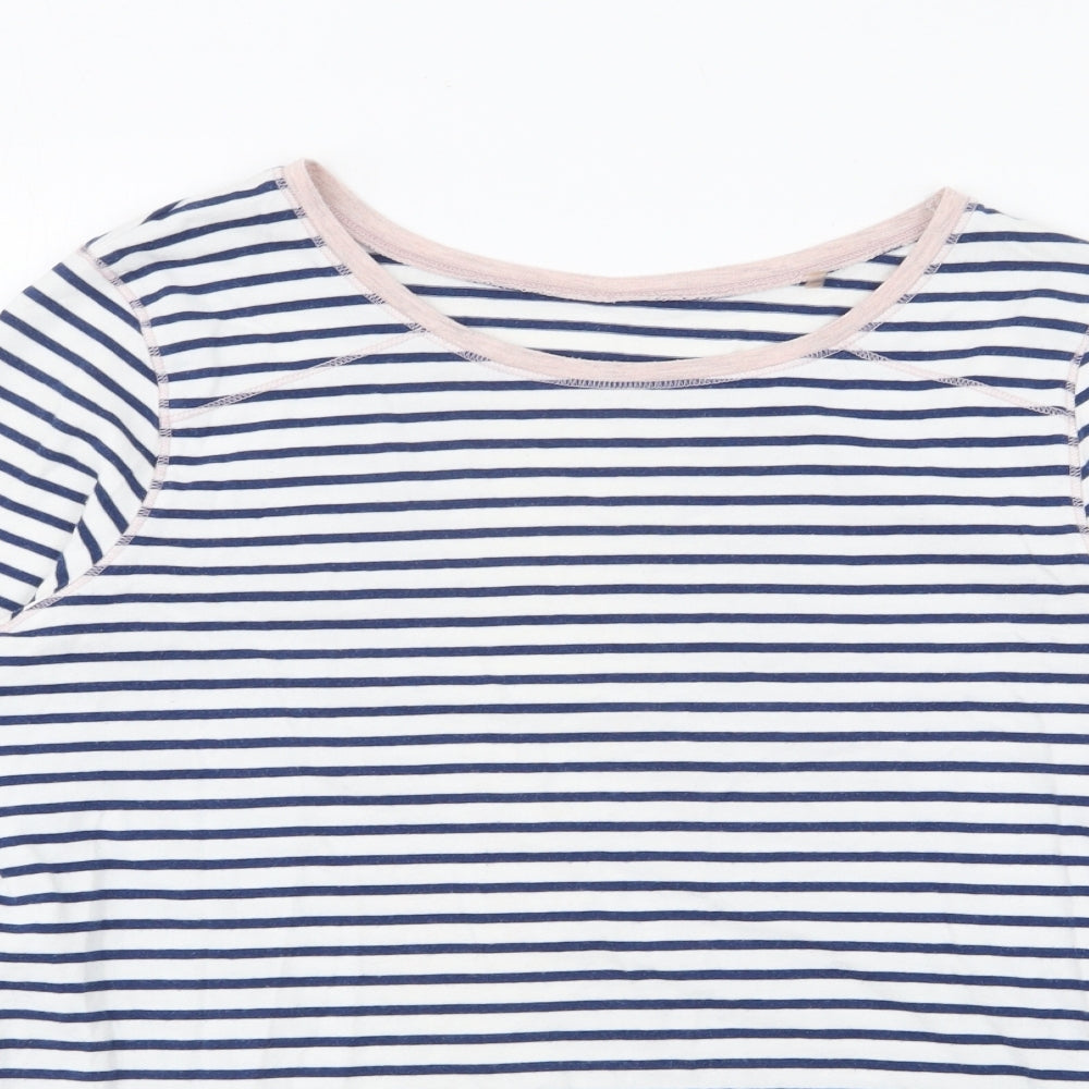 George Womens Blue Boat Neck Striped Cotton Pullover Jumper Size 8