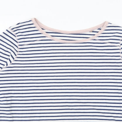 George Womens Blue Boat Neck Striped Cotton Pullover Jumper Size 8