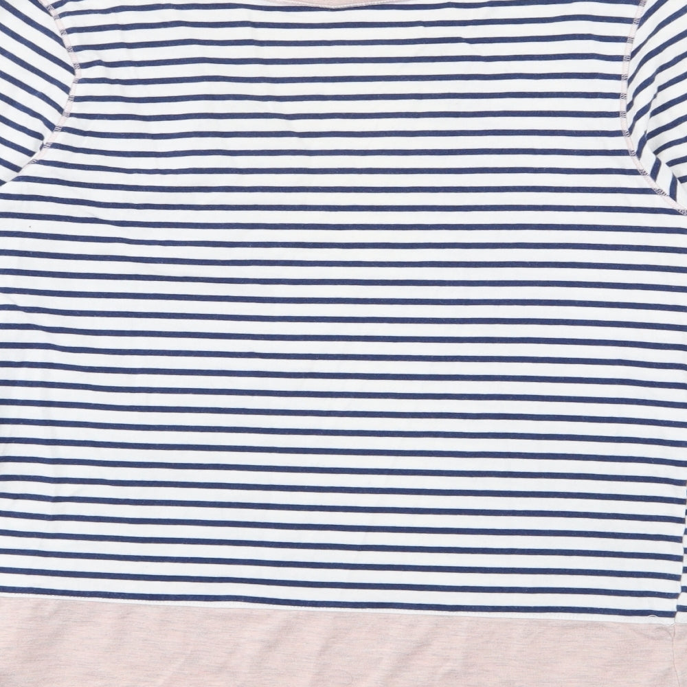 George Womens Blue Boat Neck Striped Cotton Pullover Jumper Size 8