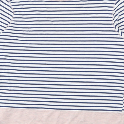 George Womens Blue Boat Neck Striped Cotton Pullover Jumper Size 8