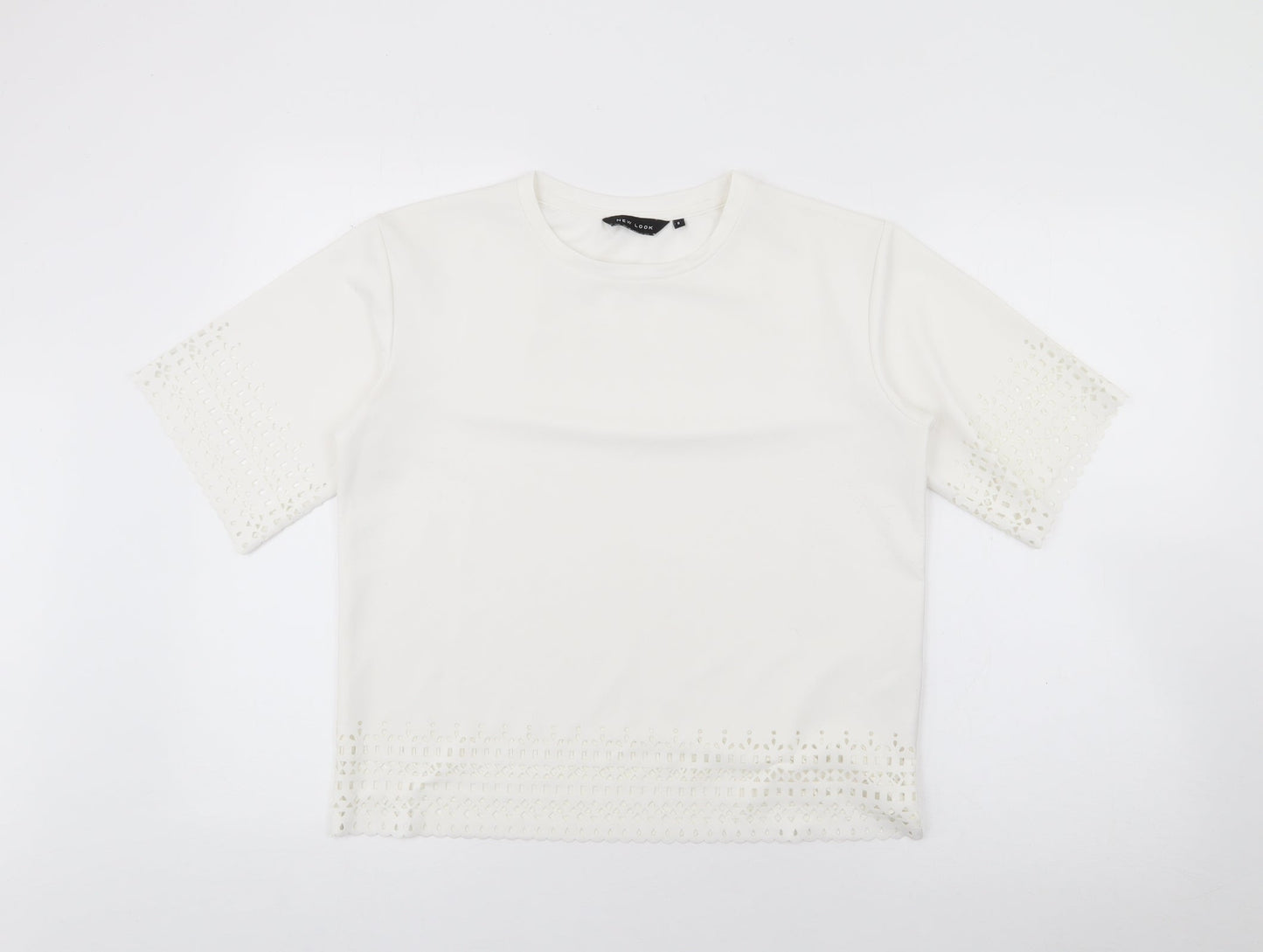 Womens UK Size 8 New Look White Basic T-Shirt
