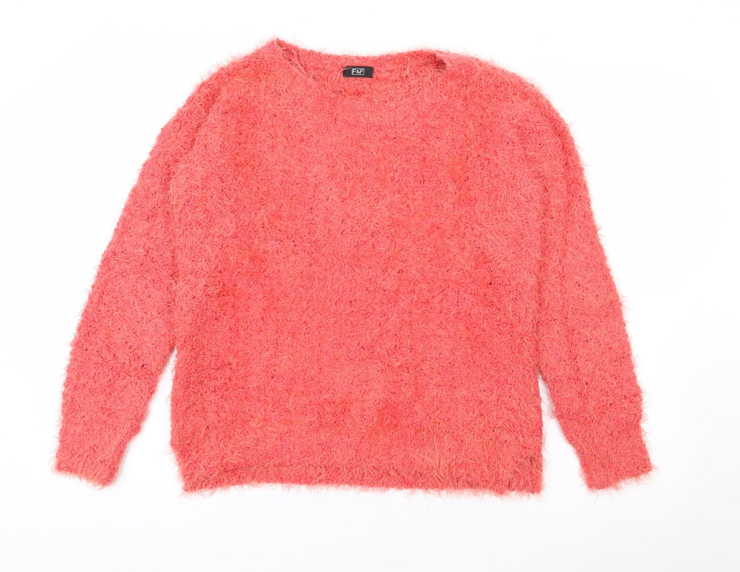 F&F Womens Red Crew Neck  Polyester Pullover Jumper Size 8