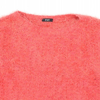 F&F Womens Red Crew Neck  Polyester Pullover Jumper Size 8
