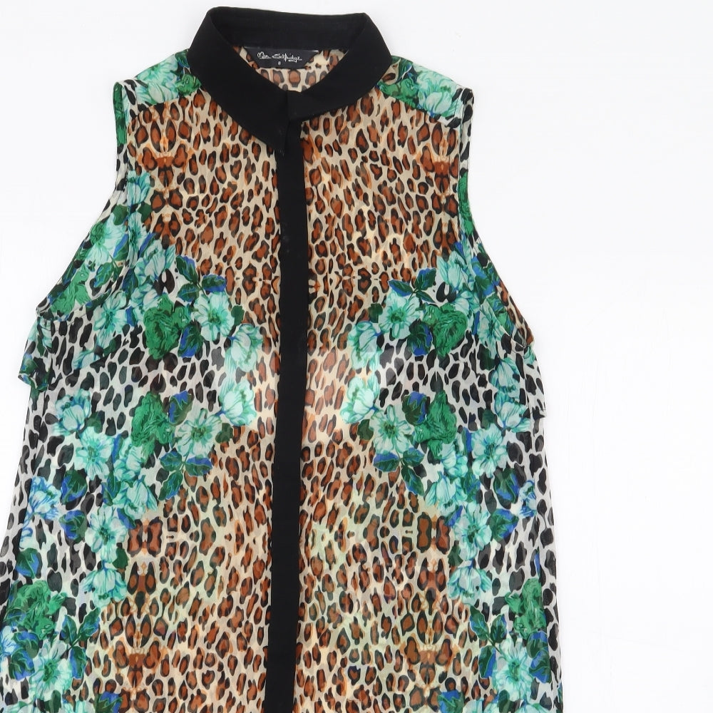 Womens UK Size 8 Miss Selfridge Multicoloured Basic Button-Up