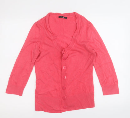 George Womens Pink V-Neck  Acrylic Cardigan Jumper Size 12