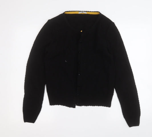 TU Womens Black Round Neck  Acrylic Cardigan Jumper Size 14