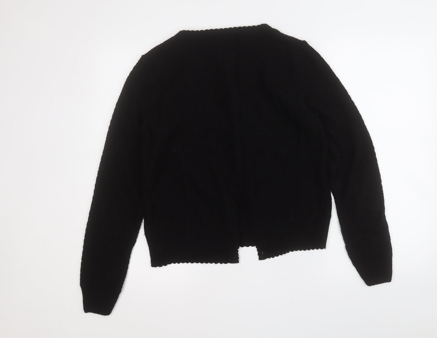 TU Womens Black Round Neck  Acrylic Cardigan Jumper Size 14